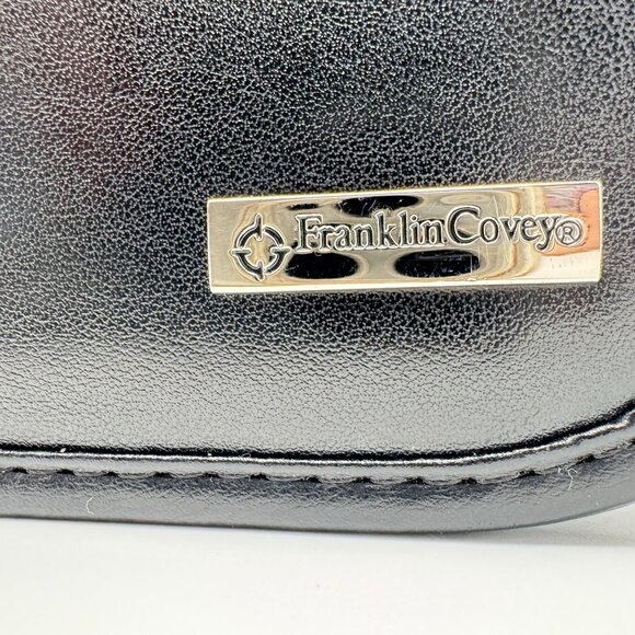 Franklin Covey Black Vegan Leather Zippered Binder Compact Sz Organizer 6 Rings - Picture 13 of 13